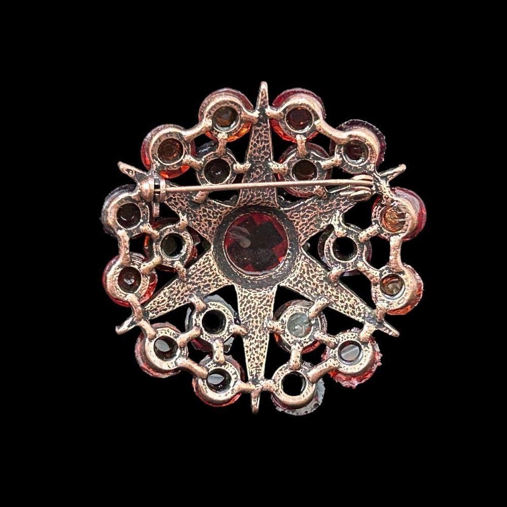 Vintage Rhinestone And Copper Brooch‎ - Picture 3 of 4